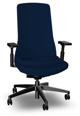 Lauw Geduld Tolk Bureaustoel Interstuhl PUREis3 gestoffeerd - Kunststof delen en voetkruis  zwart - Manhattan donkerblauw MH62 (4-6 weken) - Voetkuis standaard hoogte  420-520 mm (532) bij Easy4Office